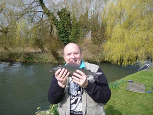 Scoop's lovely 1lb 7oz grayling. They don't come much bigger than that on the upper Avon.